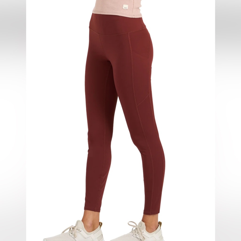 Vuori Women's Maroon High-Rise Leggings with Side Pocket